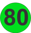 Number Eighty (80) Fluorescent Circle or Square Labels